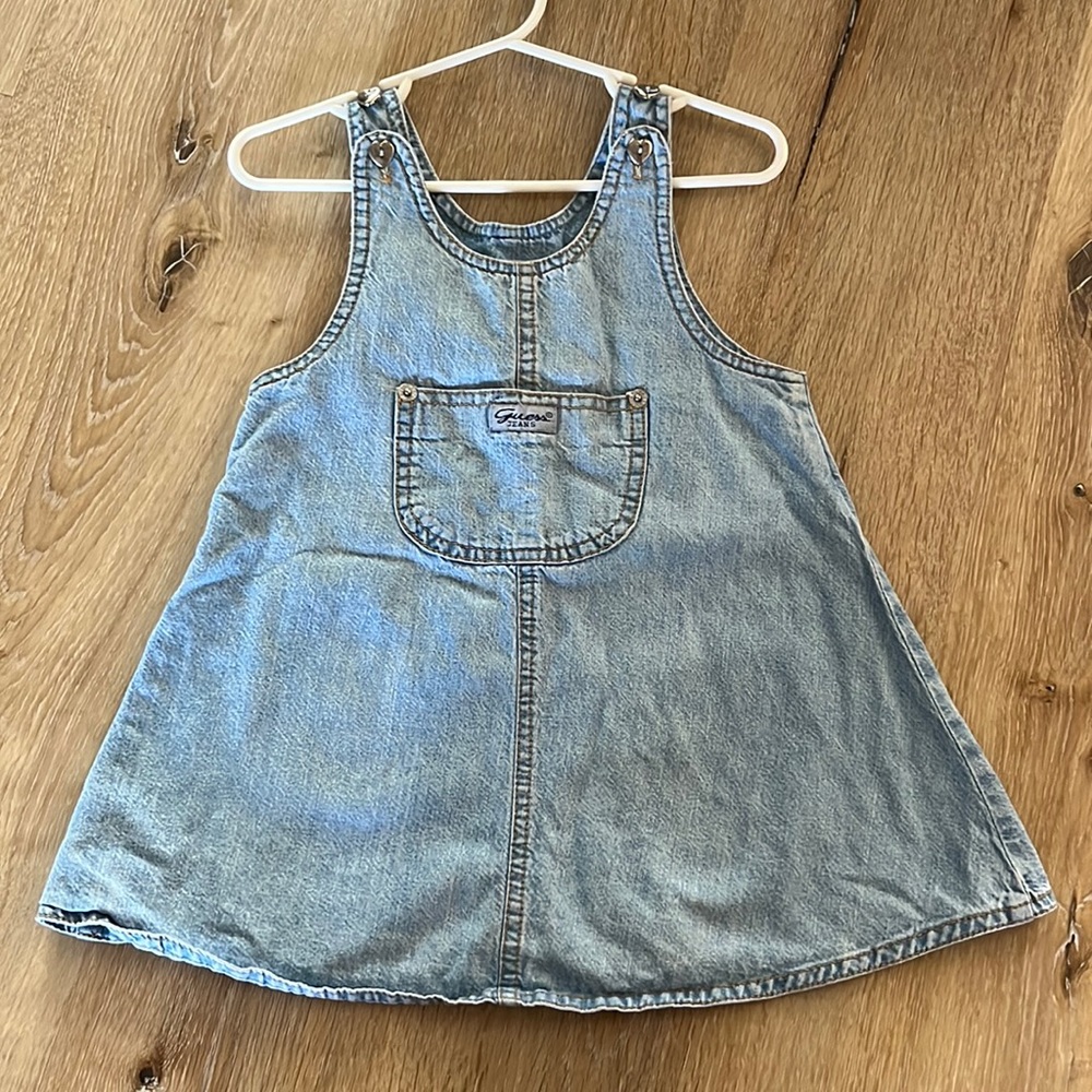 Vintage! Guess jeans baby girl denim sleeveless jumper, size 24 months. Cute!